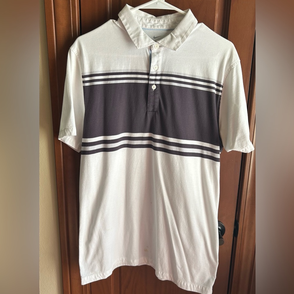 Nike Men's Striped Golf Polo Shirt -Size Medium Fair Condition⛳️